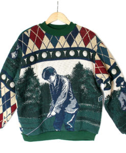 The Golfer Argyle Canvas Tacky Ugly Golf Sweater