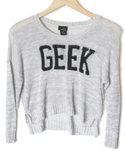 Thin Lightweight GEEK Hi-Lo Cropped Ugly Sweater