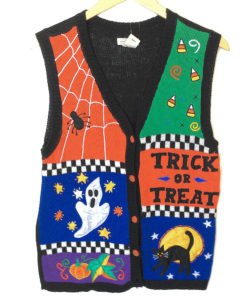 Trick Or Treat Halloween Tacky Ugly Sweater Vest