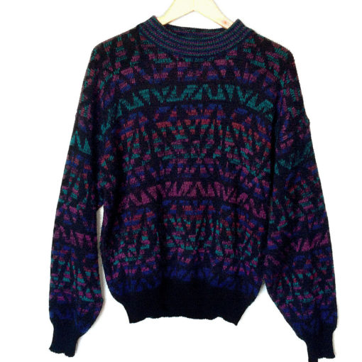 Vintage 80s Dark Jewel Tones Ugly Huxtable / Cosby Sweater