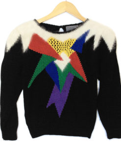 Vintage 80s Fuzzy Angora Shoulders Tacky Ugly Sweater