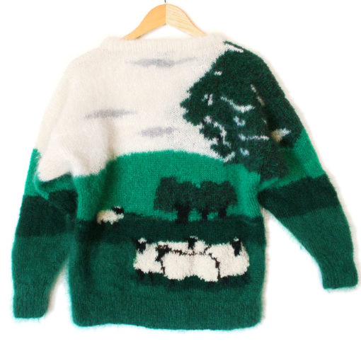 Vintage 80s Fuzzy Furry Hairy Sheep Mohair Ugly Sweater