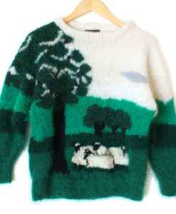 Vintage 80s Fuzzy Furry Hairy Sheep Mohair Ugly Sweater