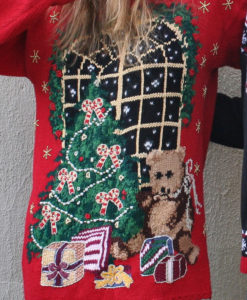 Big Christmas Tree + Teddy Bear Tacky Ugly Christmas Sweater
