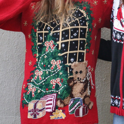 Big Christmas Tree + Teddy Bear Tacky Ugly Christmas Sweater