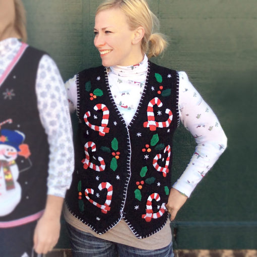 Candy Cane Hearts Tacky Ugly Christmas Sweater Vest