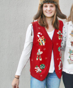 Gingerbread Man + Christmas Candy Tacky Ugly Holiday Sweater Vest