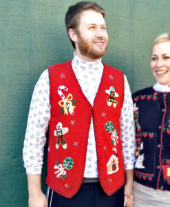 Gingerbread Man + Christmas Candy Tacky Ugly Holiday Sweater Vest