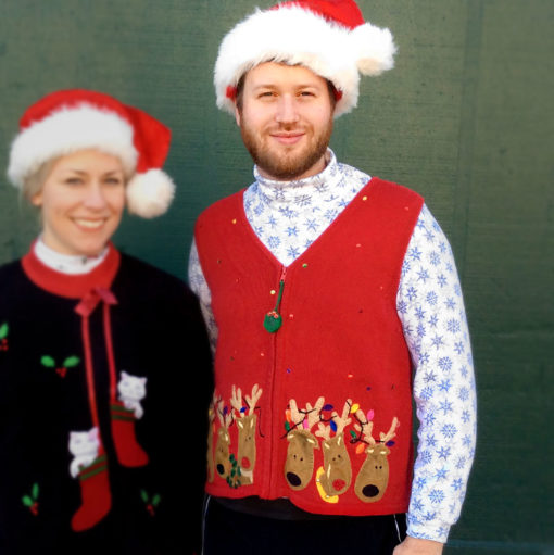 Holiday Light Antlers Reindeer Tacky Ugly Christmas Sweater Vest - The ...