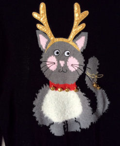 Jingle Bell Reindeer Kitty Cat Lady Ugly Christmas Sweater