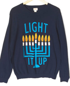 Light It Up Men's Ugly Hanukkah Chanukah Sweater