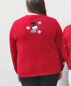 Patchwork Snowmen and Mittens Tacky Ugly Christmas Sweater