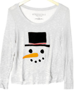 Snowman Face Thin Semi-Sheer Hi-Lo Ugly Christmas Sweater