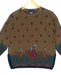Vintage 90s Indian / Native American Southwestern Wool Tunic Ugly Sweater