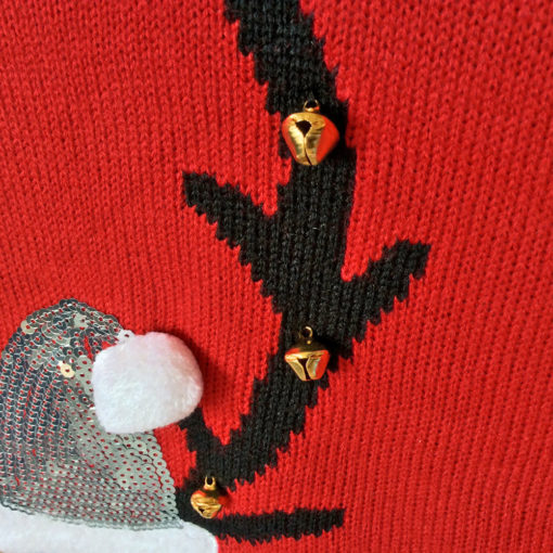 Zazzy Jingle Bell Rudolph Reindeer Ugly Christmas Sweater