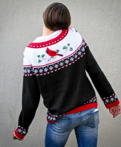 Cardinals Fan Nordic Yoke Ugly Christmas Sweater - Black