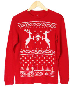 Cheers Reindeer Ugly Christmas Sweater Style Thermal Shirt