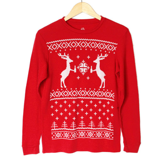 Cheers Reindeer Ugly Christmas Sweater Style Thermal Shirt - The Ugly ...