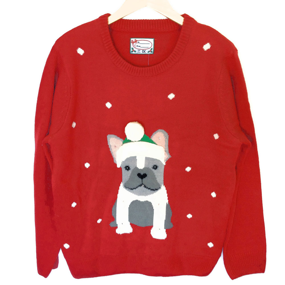 Louisville Cardinals French Bulldog Wearing Sweater Ornament FOCO