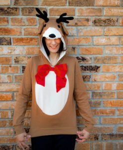 H&M Reindeer Ugly Christmas Hoodie Sweatshirt