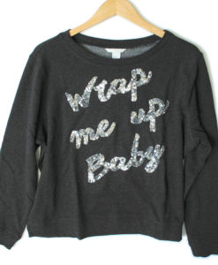 H&M Wrap Me Up Baby Glitter Ugly Christmas Sweatshirt