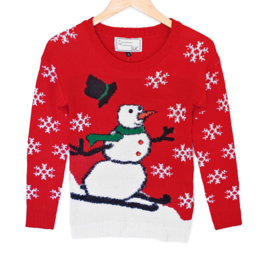 Hairy Skiing Snowman Tacky Ugly Christmas Sweater - Plays Music! - The ...