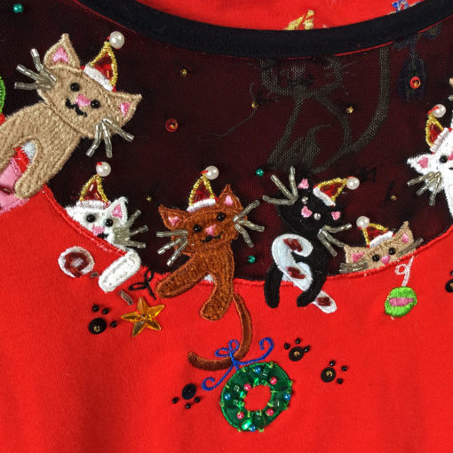 Jack B Quick Kitty Cats In Your Cleavage Ugly Christmas Shirt