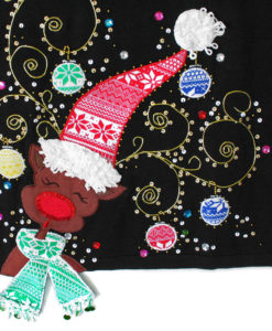 Jack B Quick Sparkly Blingy Reindeer Ugly Christmas Sweater