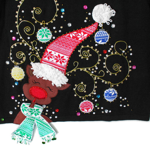 Jack B Quick Sparkly Blingy Reindeer Ugly Christmas Sweater