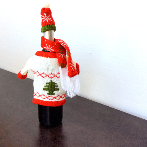 Knit Ugly Christmas Sweater For Your Bottle of Wine (+Hat & Scarf)