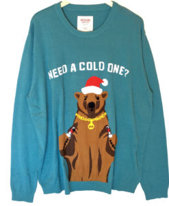 Need A Cold One Beer Bear Tacky Ugly Christmas Sweater