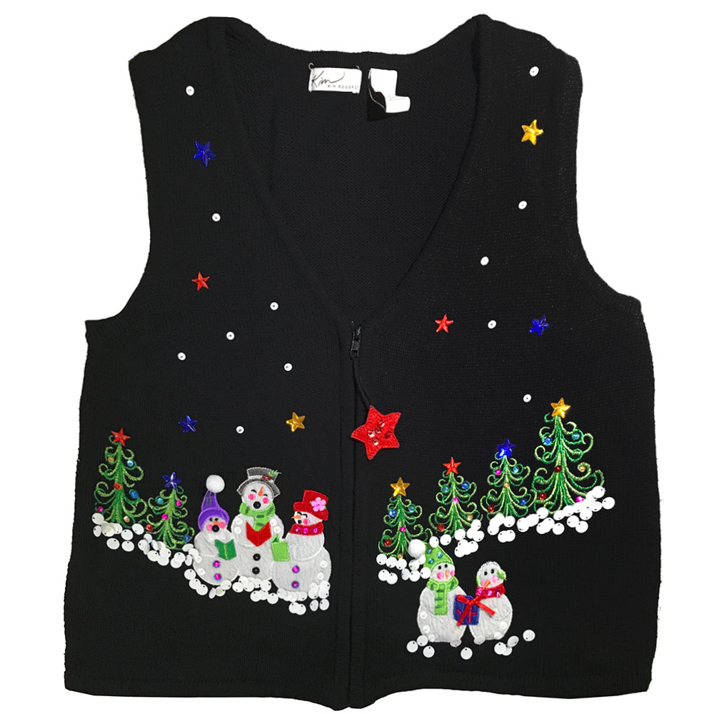 Singing Snowmen Tacky Ugly Christmas Sweater Vest - The Ugly Sweater Shop