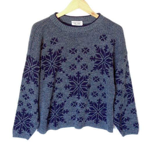 Vintage 80s Blue Snowflake Ugly Ski Sweater
