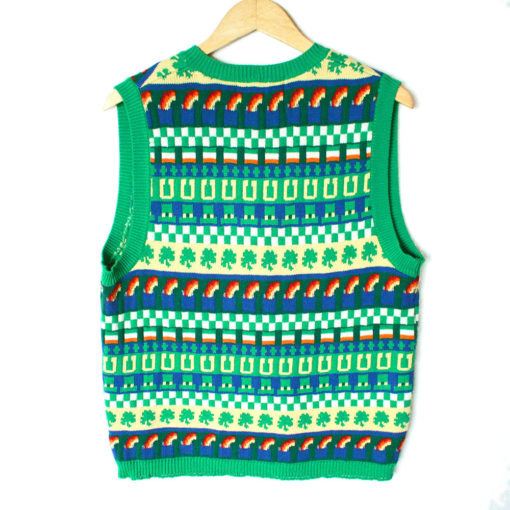 Rainbows & Shamrocks St Patricks Day Tacky Ugly Sweater Vest - XL