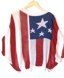 USA Flag Batwing Sheer Patriotic Election Day or 4th of July Sweater