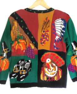 Vintage 90s Pilgrims Indians and Turkey Tacky Ugly Thanksgiving Sweater