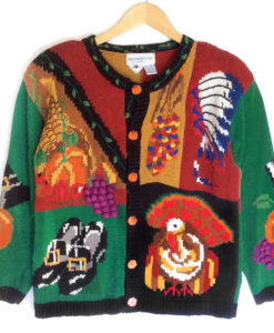 Vintage 90s Pilgrims Indians and Turkey Tacky Ugly Thanksgiving Sweater ...