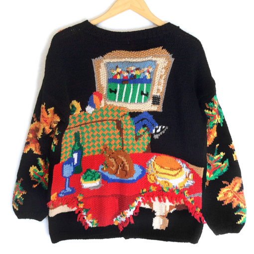 Vintage 90s Teddy Bear Indian and TV Tacky Ugly Thanksgiving Sweater