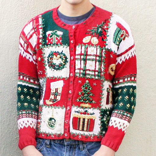 'All The Christmas Things' Tacky Ugly Cardigan Sweater