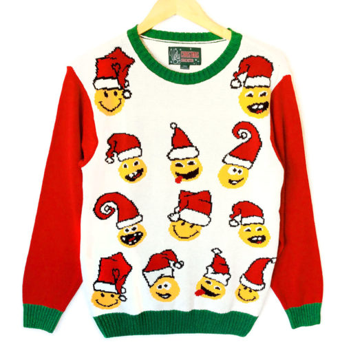 'All The Feels' Santa Emoji Tacky Ugly Christmas Sweater