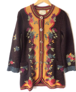 Autumn Leaves Cardigan Long Wool Ugly Sweater