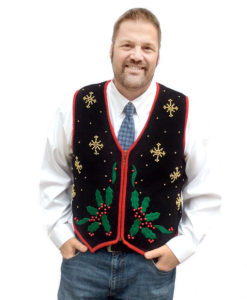 Beaded Snowflakes and Holly Tacky Ugly Christmas Sweater Vest