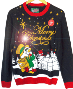 Drunken Snowman Light Up Tacky Ugly Christmas Sweater