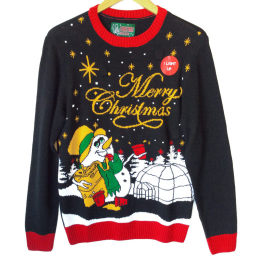 Drunken Snowman Light Up Tacky Ugly Christmas Sweater