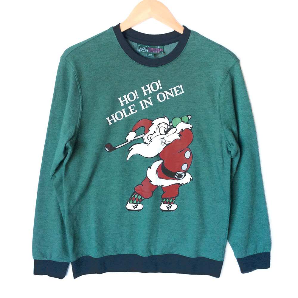 Ho Ho Hole In One Golfing Santa Tacky Ugly Christmas Sweatshirt - The ...