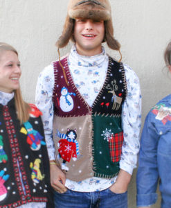 Ice Skating Kitty Cat Tacky Ugly Christmas Sweater Vest