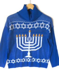 Menorah Turtleneck Tacky Ugly Hanukkah Sweater