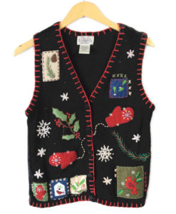 Mittens and Cardinal Tacky Ugly Christmas Sweater Vest
