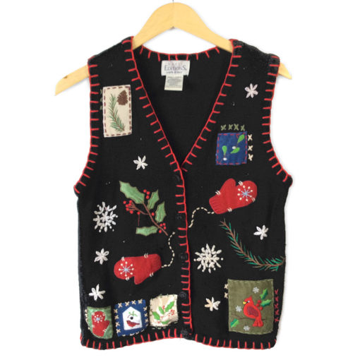Mittens and Cardinal Tacky Ugly Christmas Sweater Vest