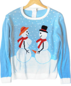 Naughty Snowman Couple Tacky Ugly Christmas Sweater